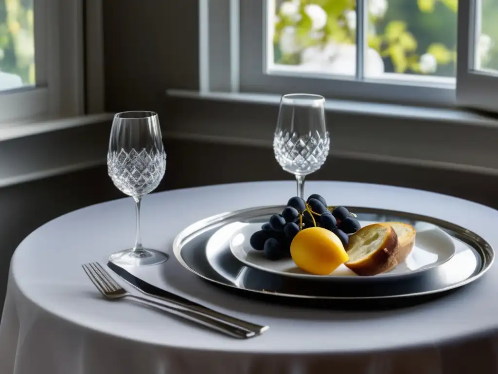 Desayunos con vino elegante en mesa refinada