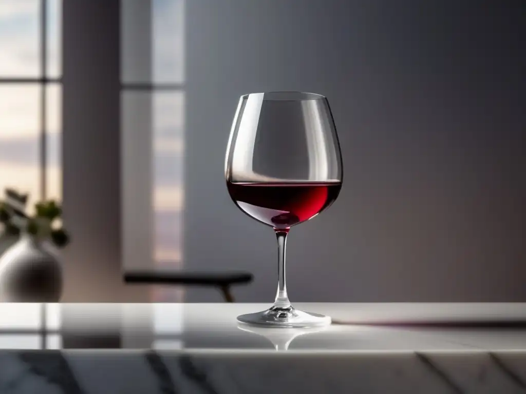 Descripciones sensoriales vino literatura - Copa de vino rojo en mármol blanco, elegante y sofisticada