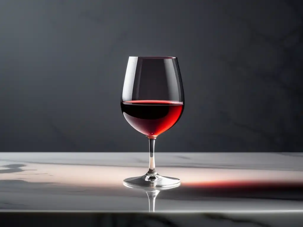 Vino en la Dieta Keto: copa minimalista de vino rojo sobre mármol blanco