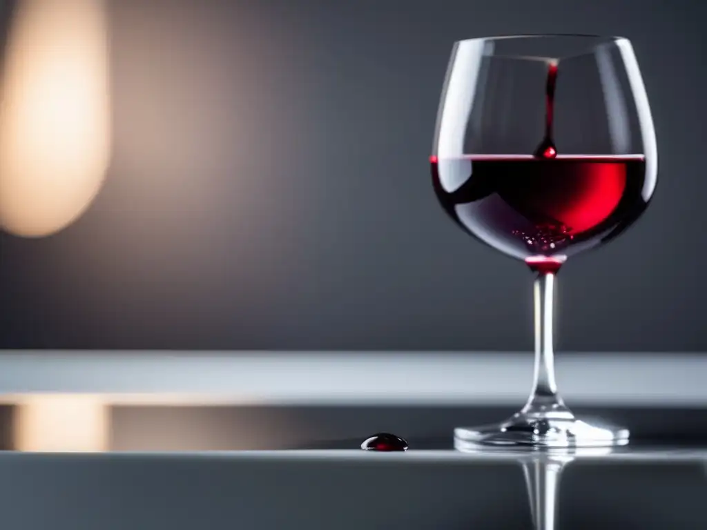 Vino en la Dieta Keto: Vaso de vino tinto sobre mármol blanco, elegante y minimalista