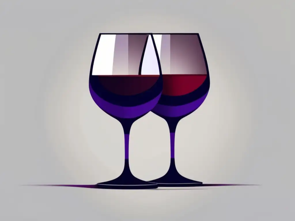 Diferencias Tannat y Malbec en Uruguay y Argentina, ilustración minimalista de copas de vino rojo y morado