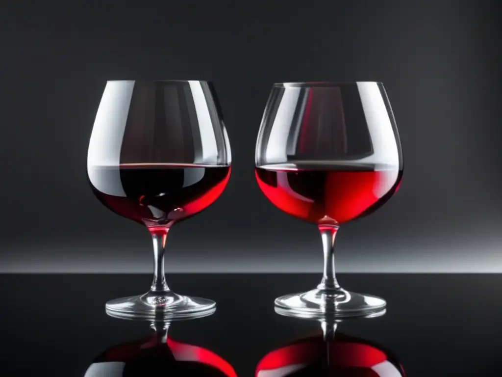 Diferencias vinos naturales orgánicos: copas vino rojo y blanco, elegancia, sofisticación, matices sutiles