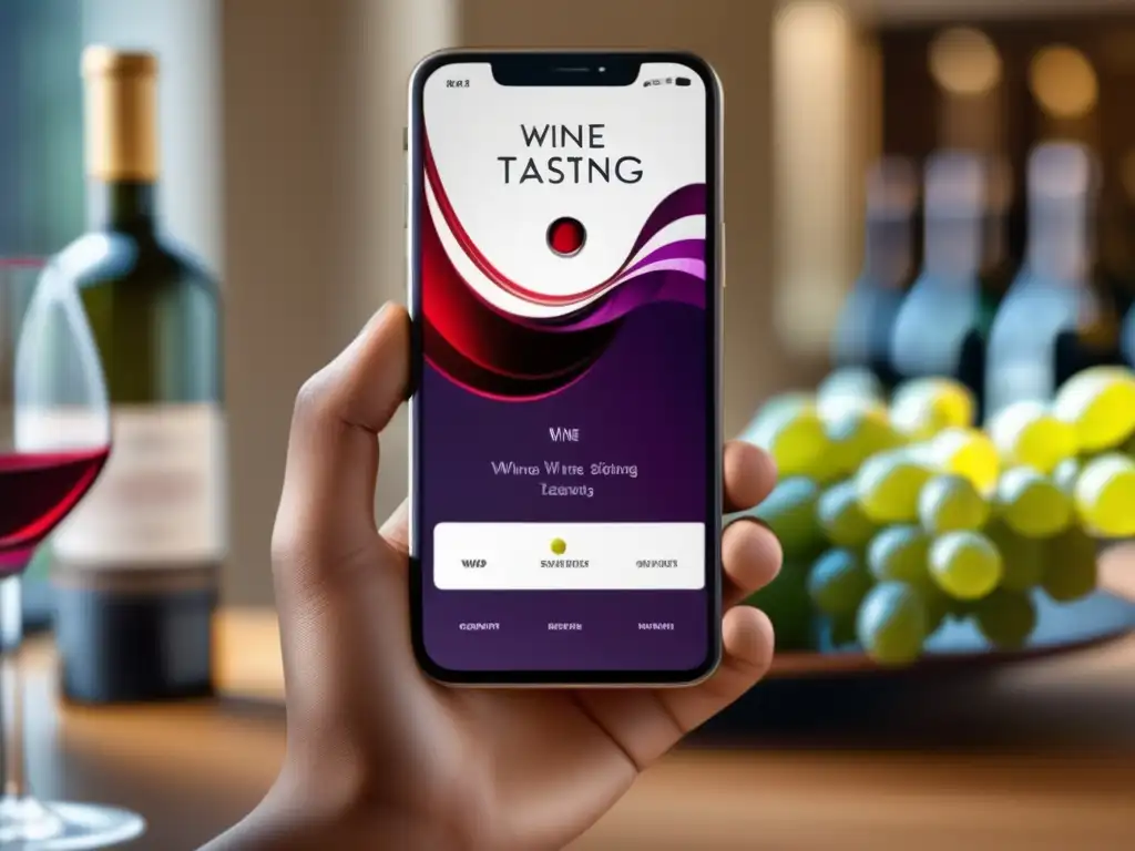 Transformación digital comercio vinícola recesión económica - App elegante para cata virtual con botellas y opiniones