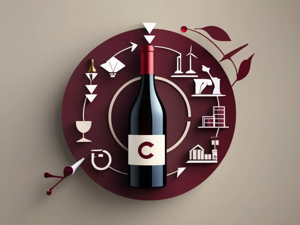 Economía circular en la industria del vino: imagen minimalista que representa prácticas sostenibles y conceptos clave en la industria vinícola