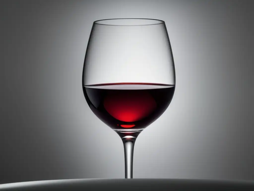 Una elegante copa de vino tinto sobre fondo blanco