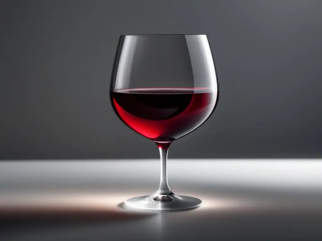 Una elegante copa de vino tinto en una mesa blanca, con iluminación suave y detalles fascinantes del proceso de elaboración del vino en vivo