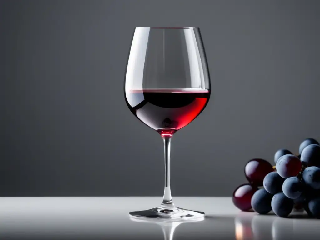 Una elegante copa de vino tinto sobre una mesa blanca, resaltando su color y belleza