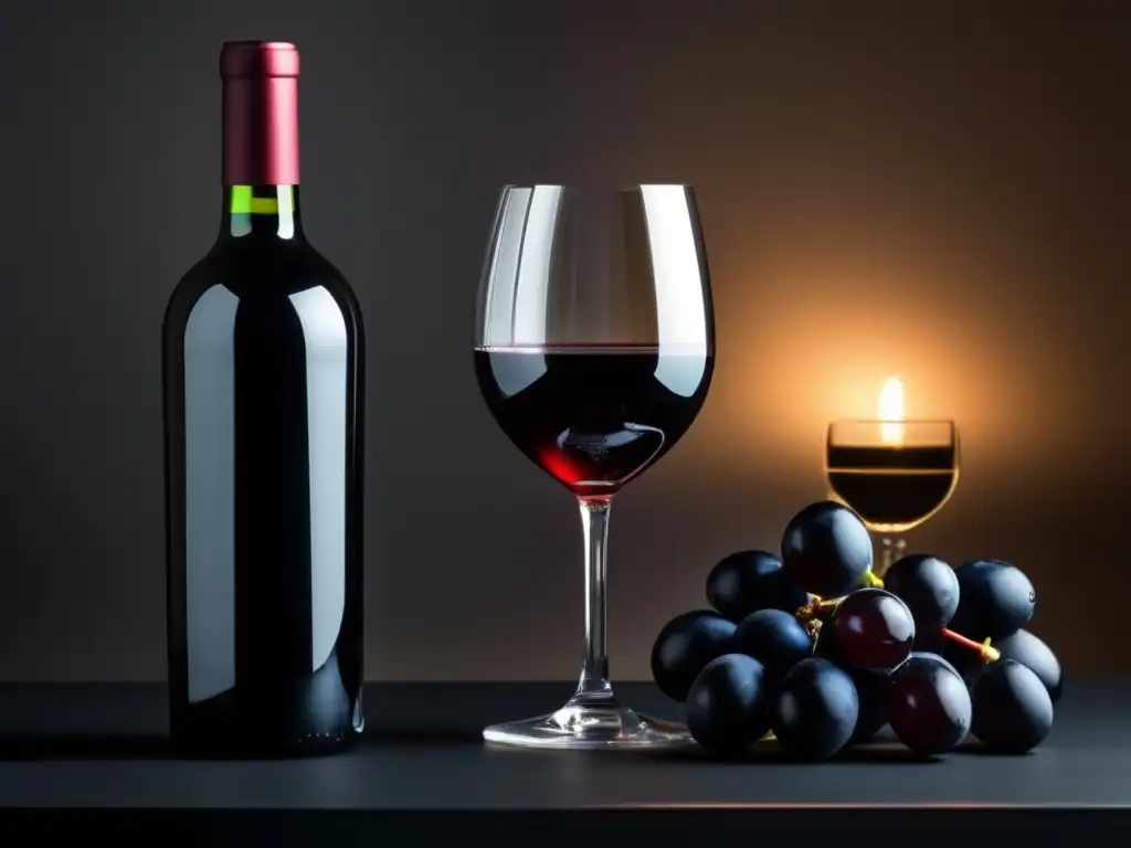 Elegante imagen de vino y copa en mesa negra - Beneficios económicos de contratar un sommelier