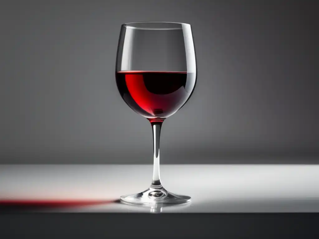 Copa de vino tinto elegante, sobre superficie blanca iluminada, resaltando vinos para sabores cocina cubana