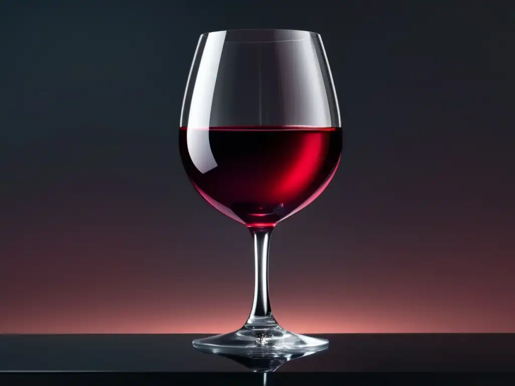 Elegante vino rojo en copa de cristal en superficie reflectante - Vino en la ciencia ficción: simbolismo y presencia