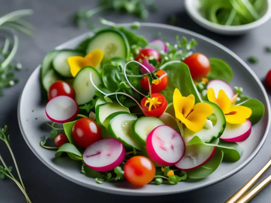 Ensalada gourmet con ingredientes frescos y vistosos - Vinos gourmet para ensaladas