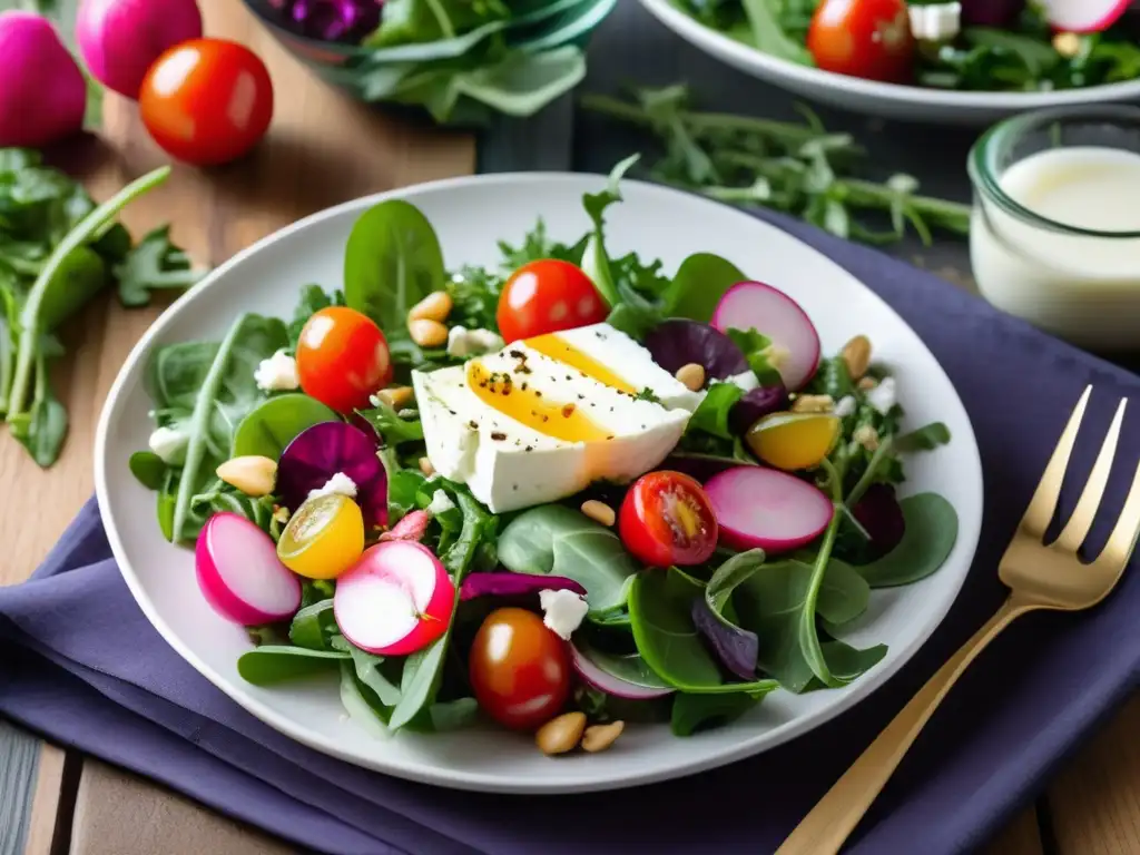 Ensalada mediterránea con vino blanco: frescura y armonía