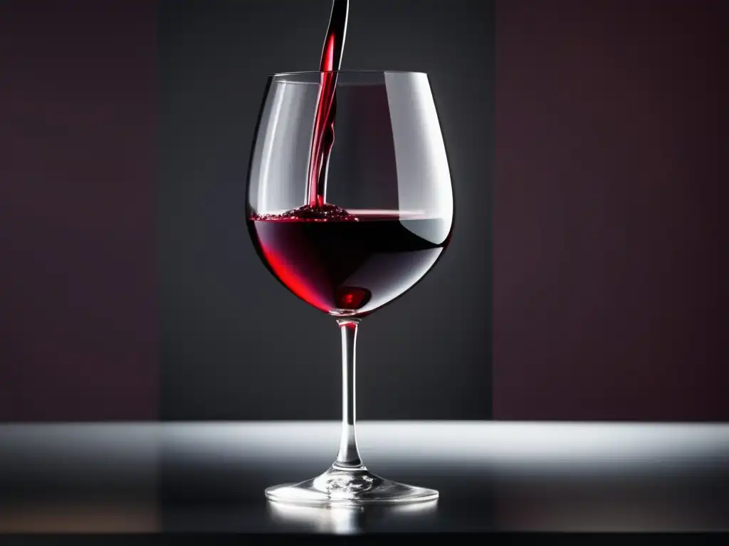 Errores comunes al servir vino: copa elegante con vino rojo