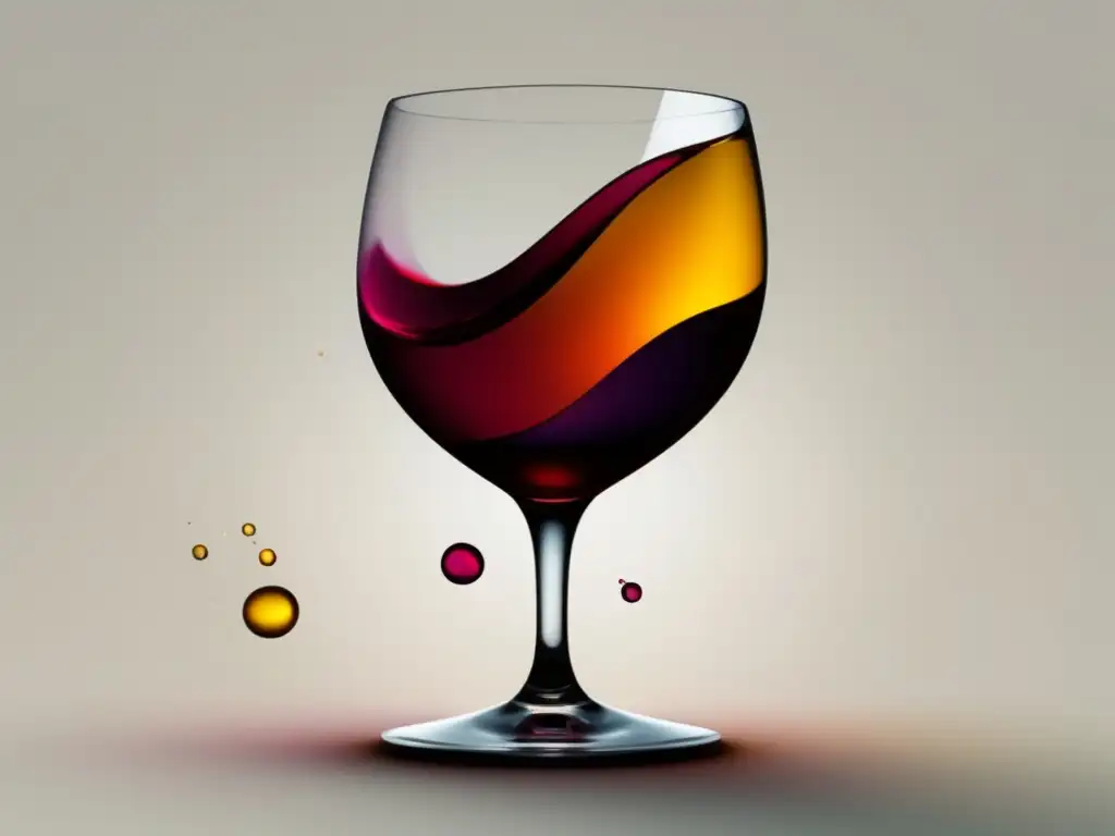 Errores al servir vino: ilustración minimalista de una copa con aromas y sabores distorsionados