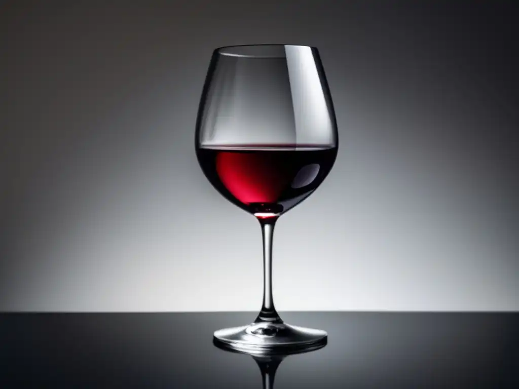 Estrategias moderación consumo vino - Copa elegante con vino tinto reflejando la luz, fondo blanco -