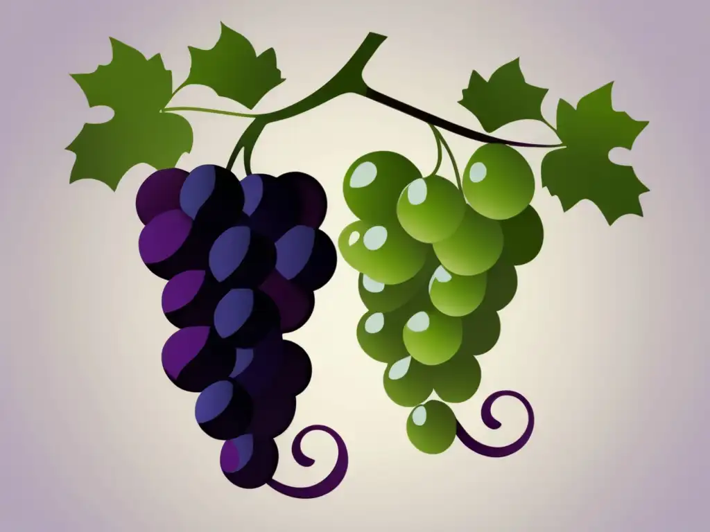 Estrategias de consolidación enólogica con uvas verdes y moradas entrelazadas