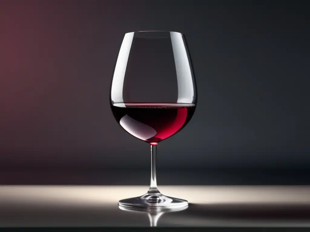 Estrategias moderación consumo vino - Imagen minimalista de una copa de vino tinto con luz suave, reflejos elegantes y contraste llamativo