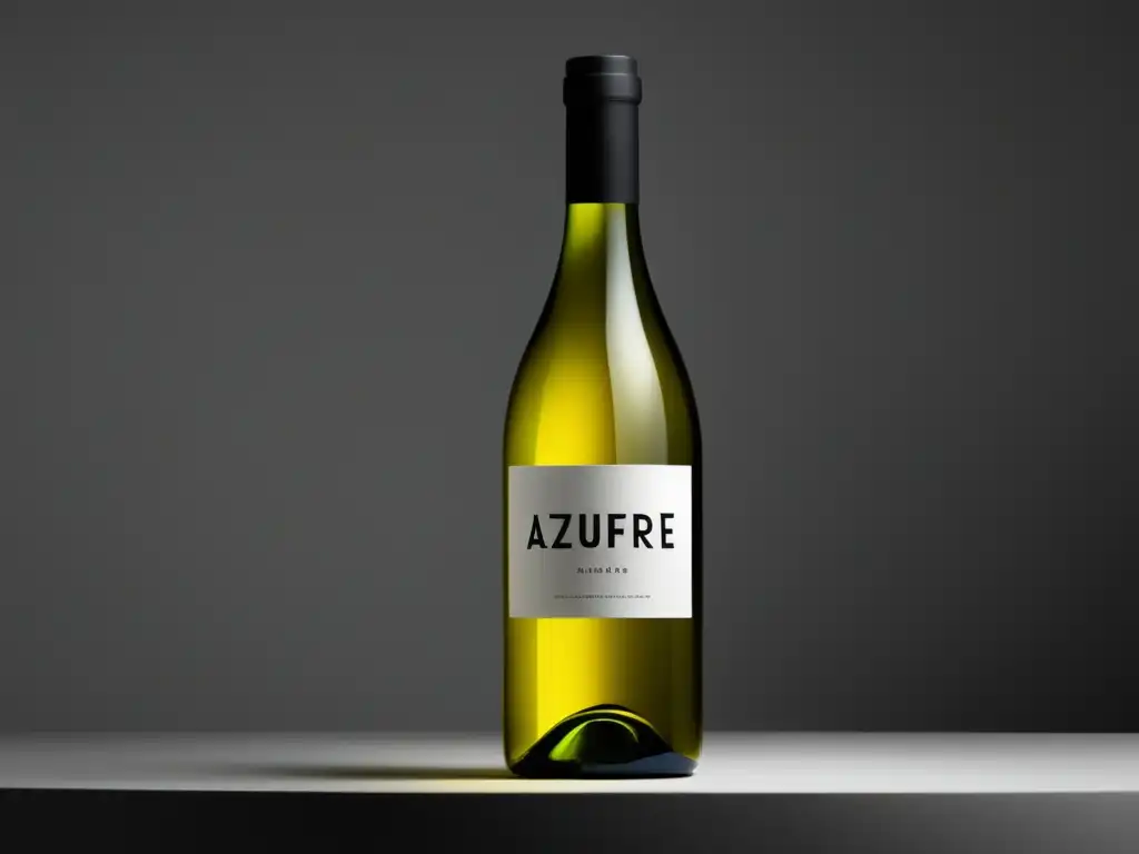 Estrategias manejo azufre vinos: botella elegante de vino blanco 