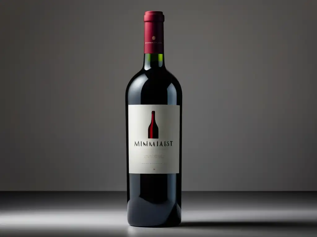 Estrategias de marketing de vinos: Botella de vino minimalista en fondo blanco, elegante y sofisticada