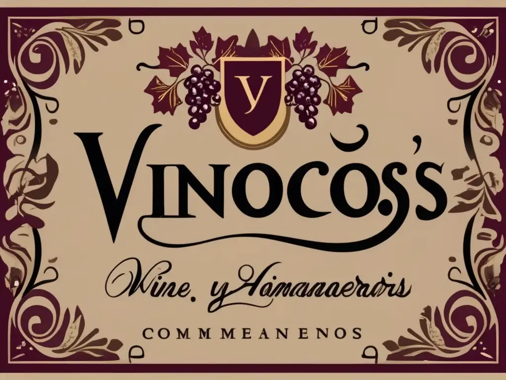 Etiqueta de vino minimalista con diseño vintage, ilustraciones intricadas y tipografía elegante