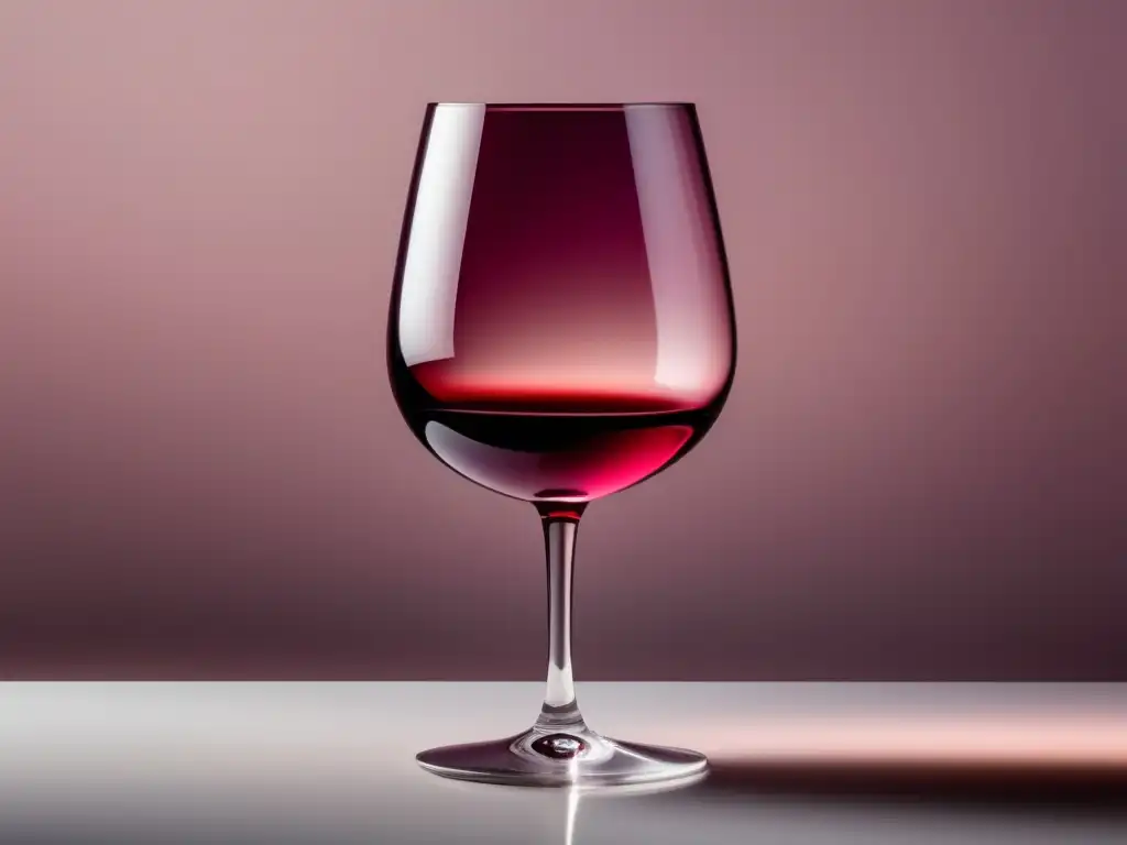 Experiencia inmersiva enológica con realidad aumentada: copa de vino elegante y minimalista en superficie blanca, con vino rojo y fondo degradado en tonos pastel