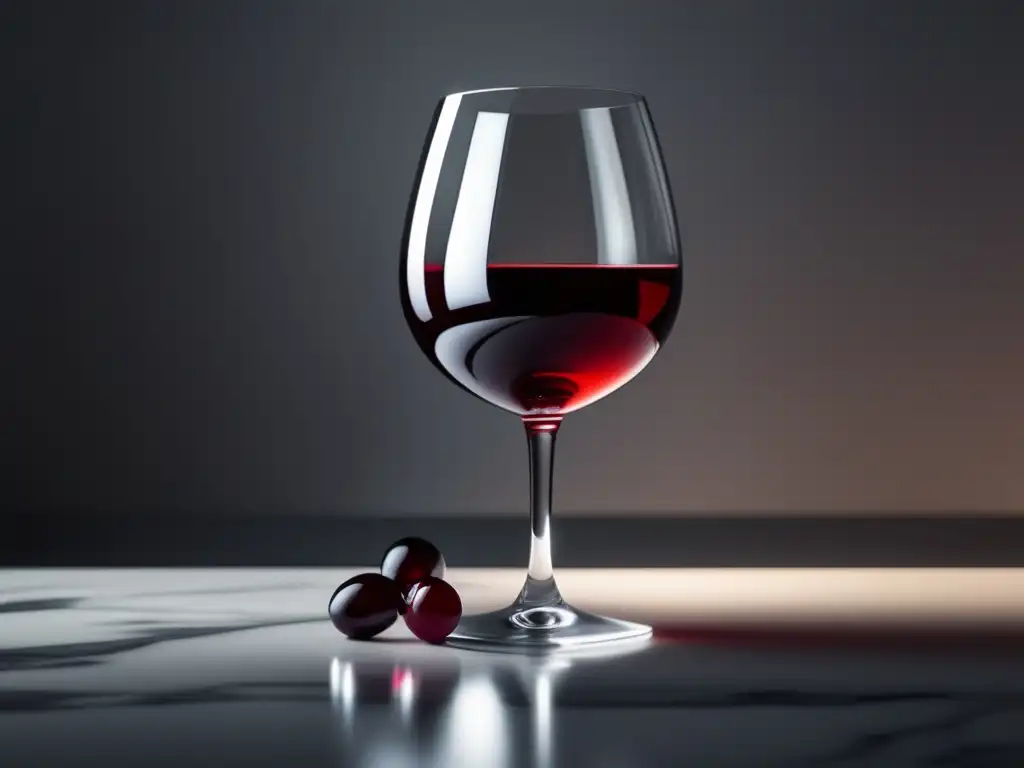 Experiencias sensoriales en marketing vinícola: copa de vino rojo en mármol blanco