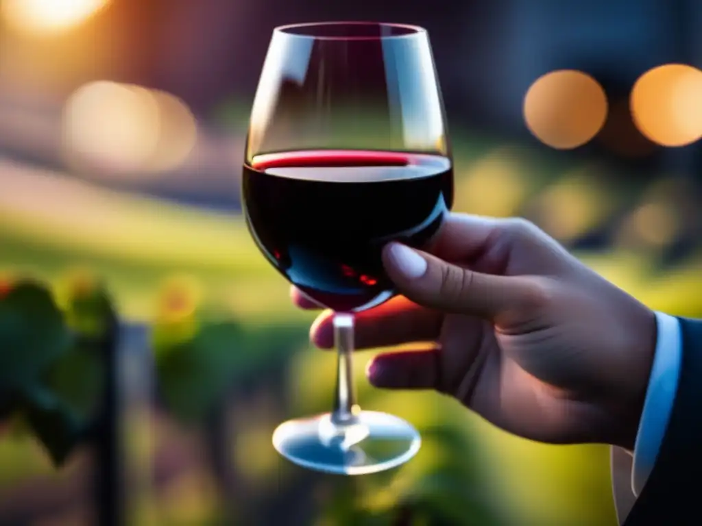 Sommelier experto sosteniendo copa de vino tinto - Guías literatura vino imprescindibles