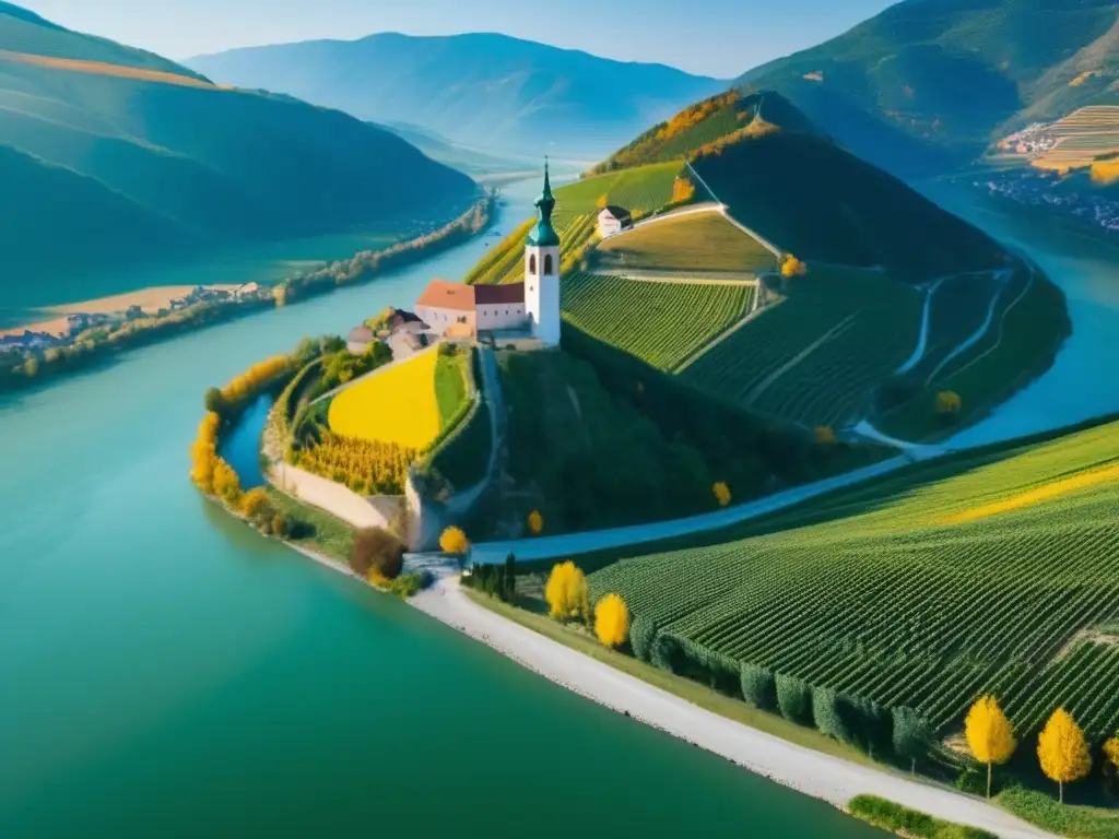 Wachau Valley en Austria, región vinícola famosa por Gruner Veltliner