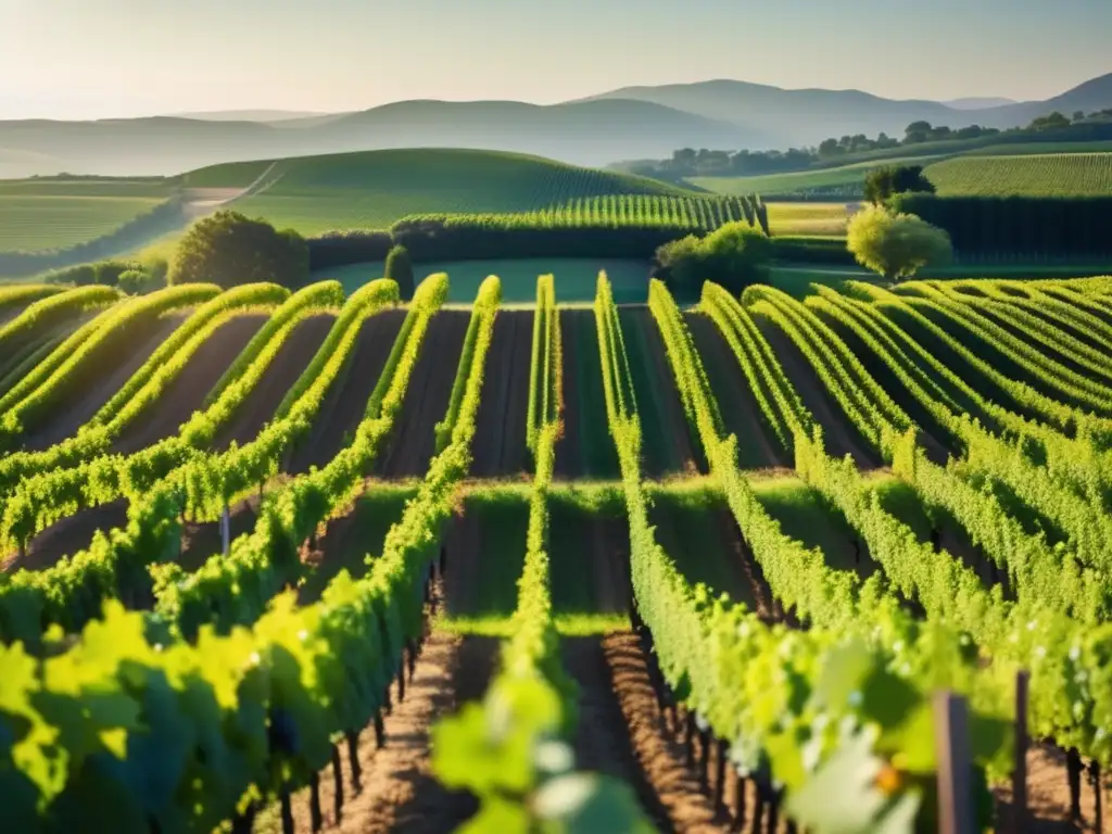 Erosión y fertilidad del viñedo: paisaje verde de viñedos en 8k, con orden y elegancia, suelo fértil y control de erosión