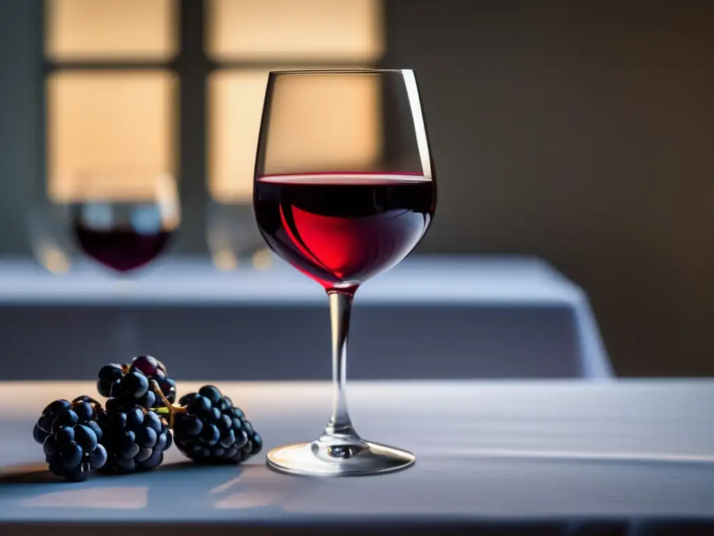 Festival de vinos y comida de Marlborough: copa de vino tinto rubí equilibrada, reflejando la luz, con notas de mora y ciruela