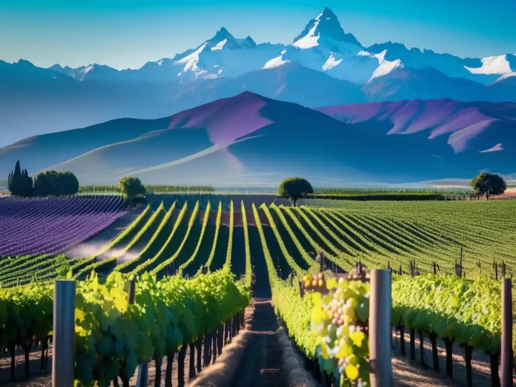 Fiesta Vendimia Chile: tradición en un viñedo vibrante con uvas maduras y los majestuosos Andes de fondo