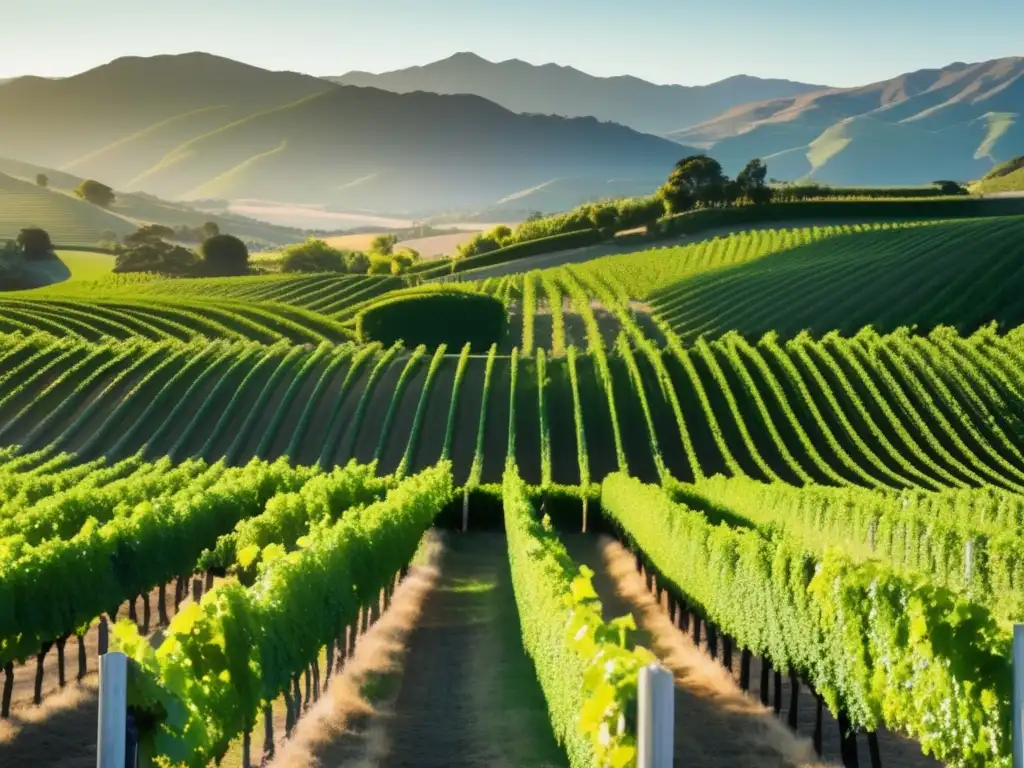 Guía del Sauvignon Blanc en Marlborough: Imagen minimalista de un viñedo pintoresco en Marlborough, Nueva Zelanda