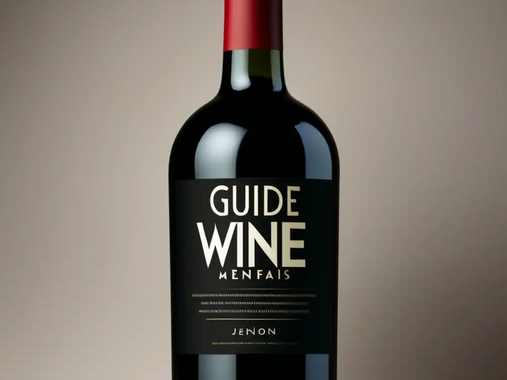 Botella de vino elegante con etiqueta minimalista Guía de vinos Michelin: botella negra minimalista con etiqueta