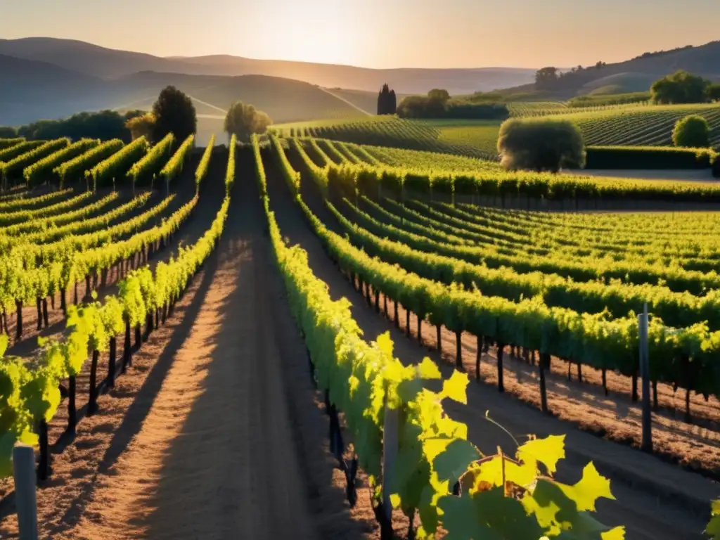 Guía vinos orgánicos colección consciente en viñedo al atardecer