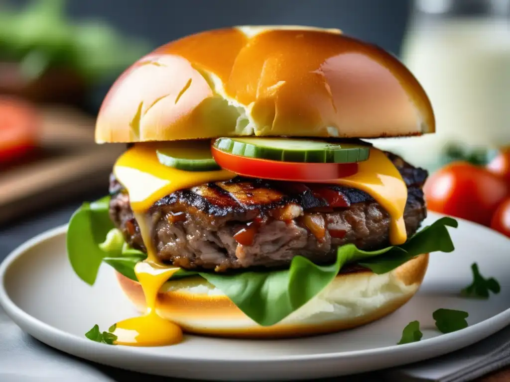 Hamburguesa gourmet maridada con vino: elegancia y sofisticación en un plato minimalista