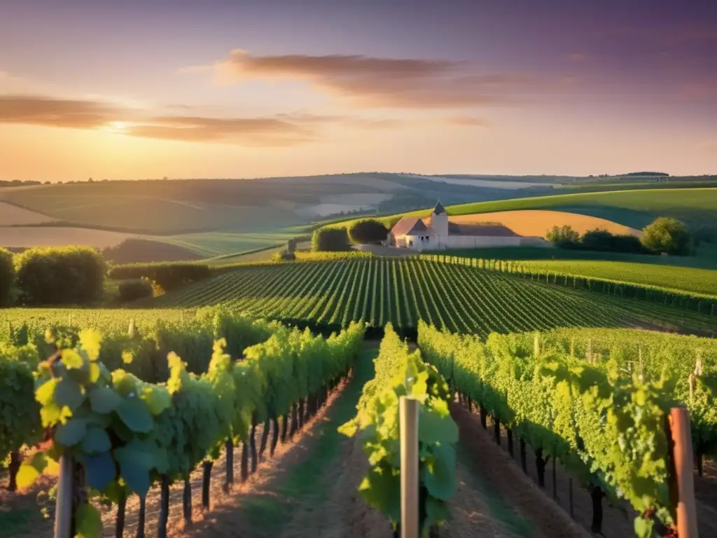 Hermoso viñedo en Borgoña, Francia, cultivando las variedades de uva Pinot Noir