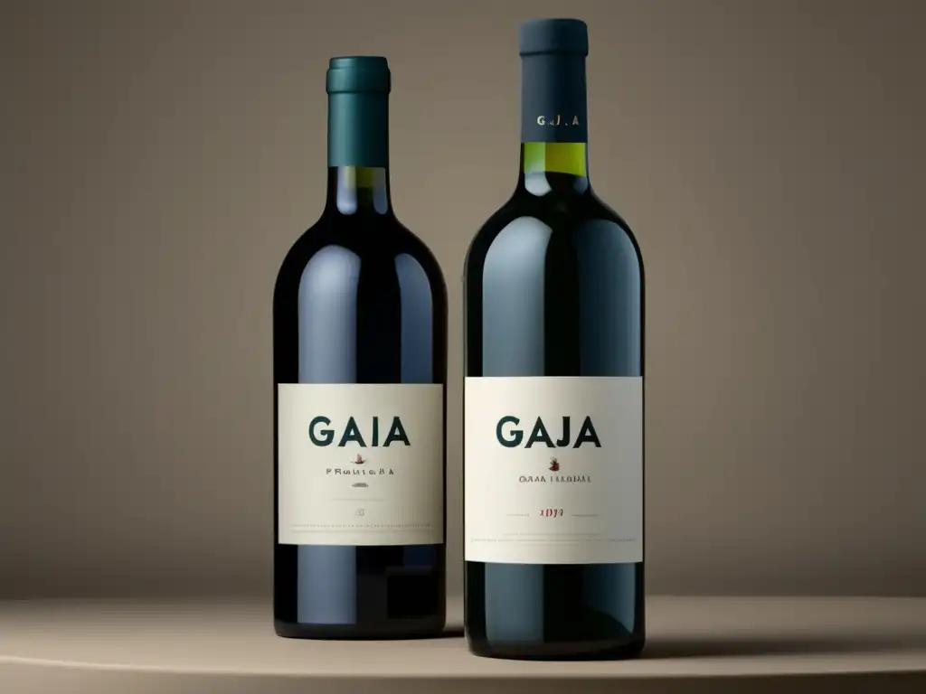 Historia y legado de Angelo Gaja: Imagen 8K de una elegante botella de vino 