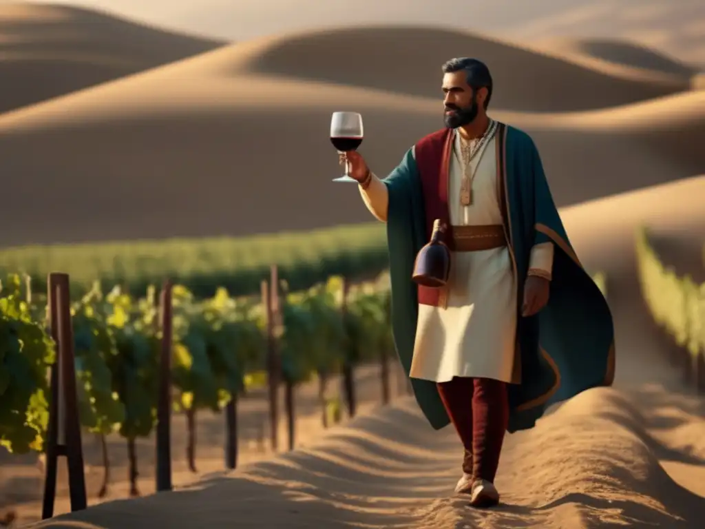 Historia del vino en Mesopotamia: Imagen ultradetallada de 8k en estilo minimalista