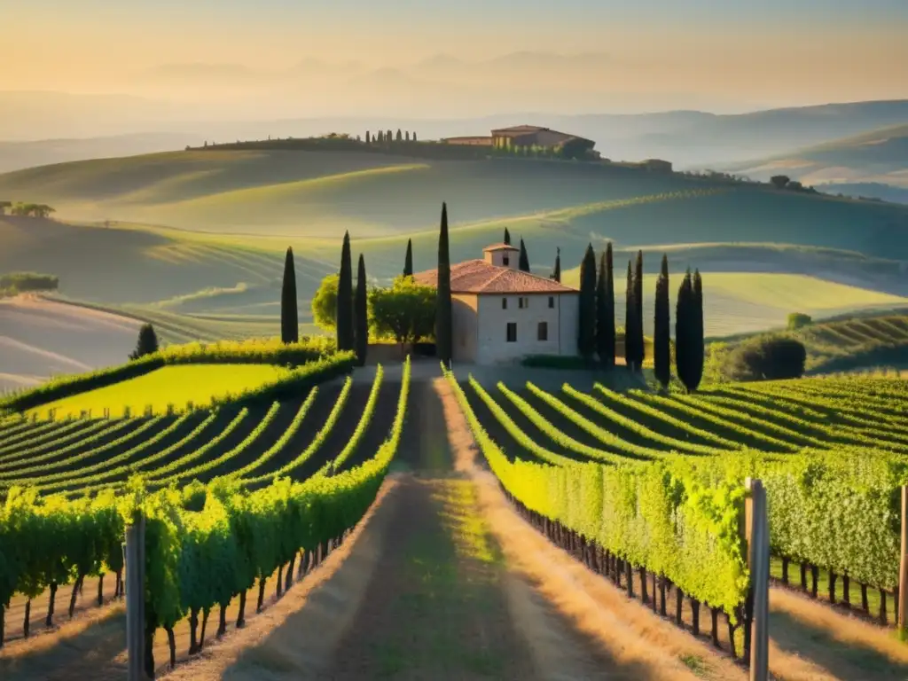 Historia del vino en Europa: Viñedos verdes de Toscana, Italia