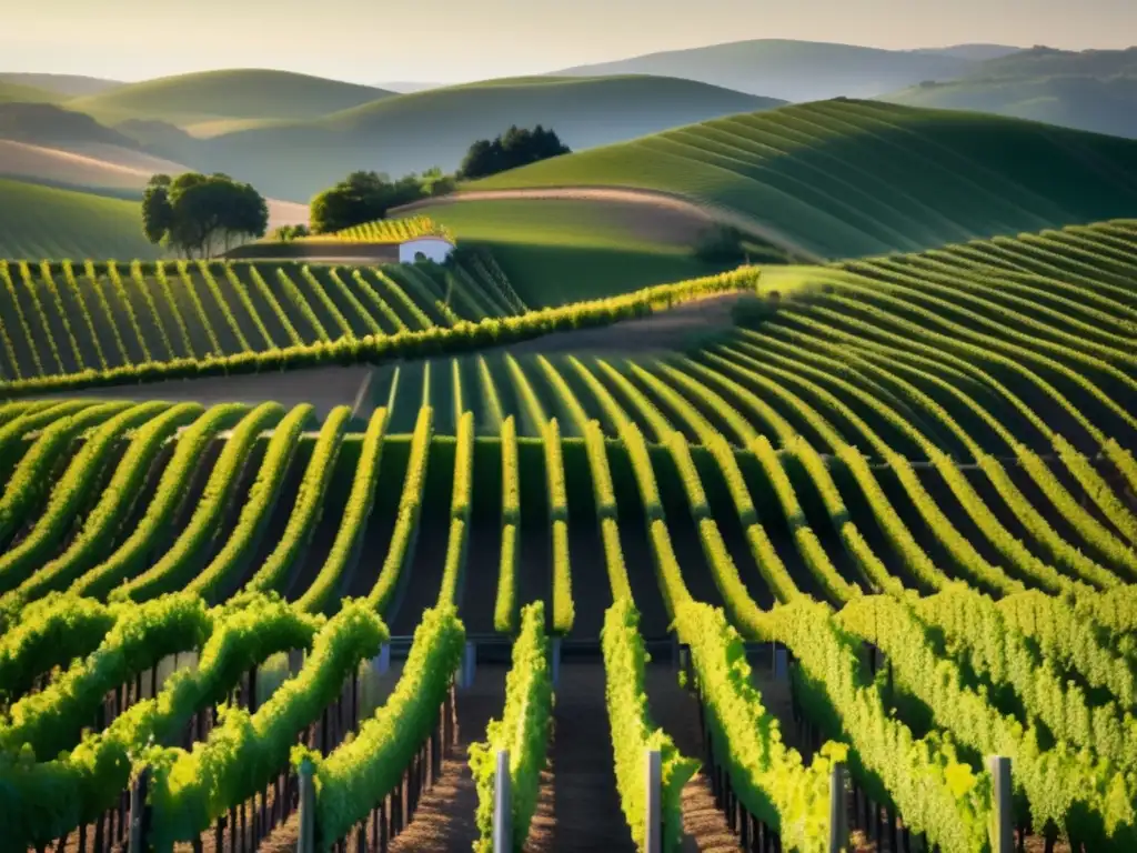 Historia viticultura política: Vistas serenas de un viñedo, con patrones y colores evocadores