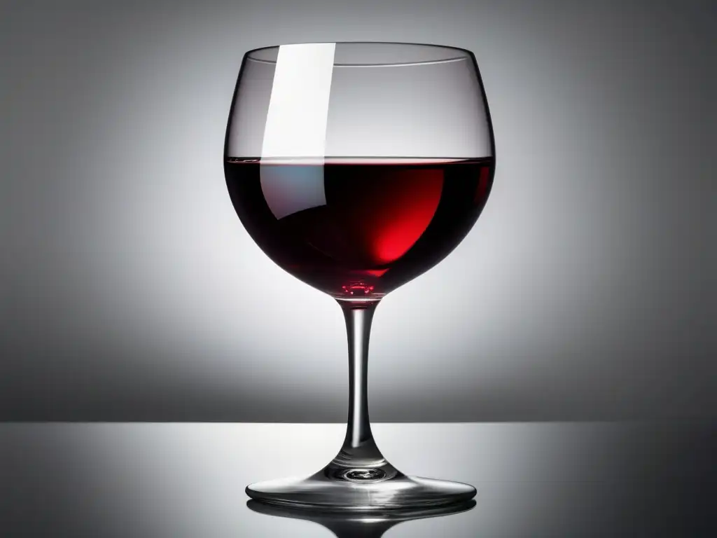 Historias de vino para vender: copa minimalista con vino tinto reflejando luz, en fondo blanco