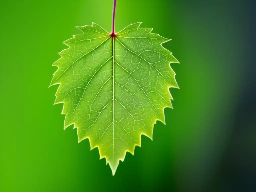 Hoja de parra: delicada, intrincadas venas, verde vibrante