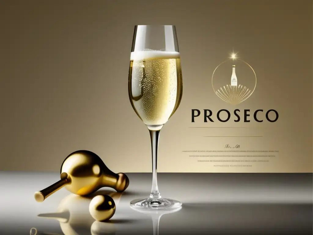 Una imagen que muestra la esencia de las exportaciones internacionales de Prosecco, con diseño minimalista y elegante