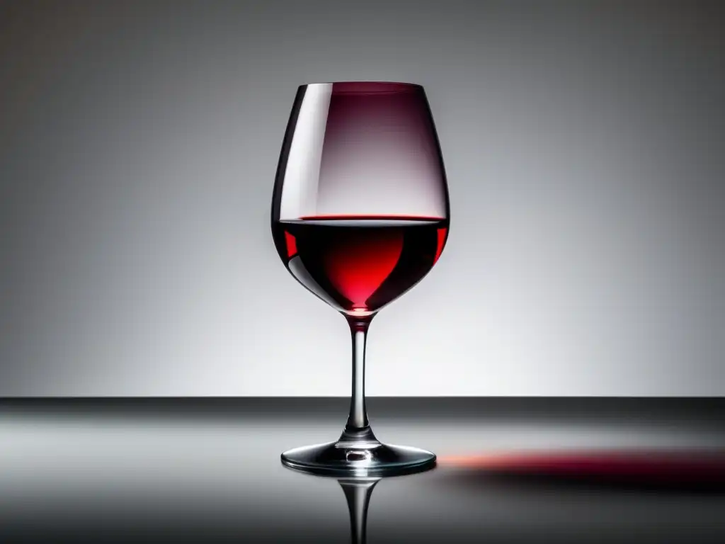 Imagen minimalista de una copa de vino tinto con fondo blanco, evocando sofisticación y elegancia