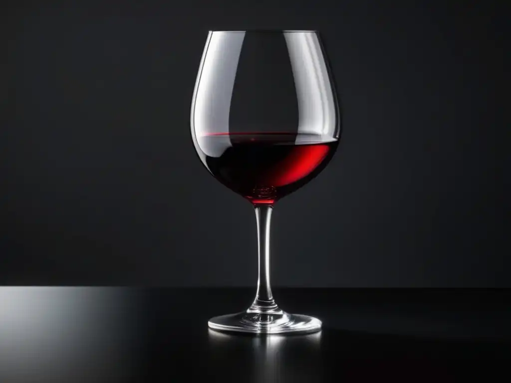 Imagen minimalista de copa de vino con juego de luces y sombras en una superficie negra