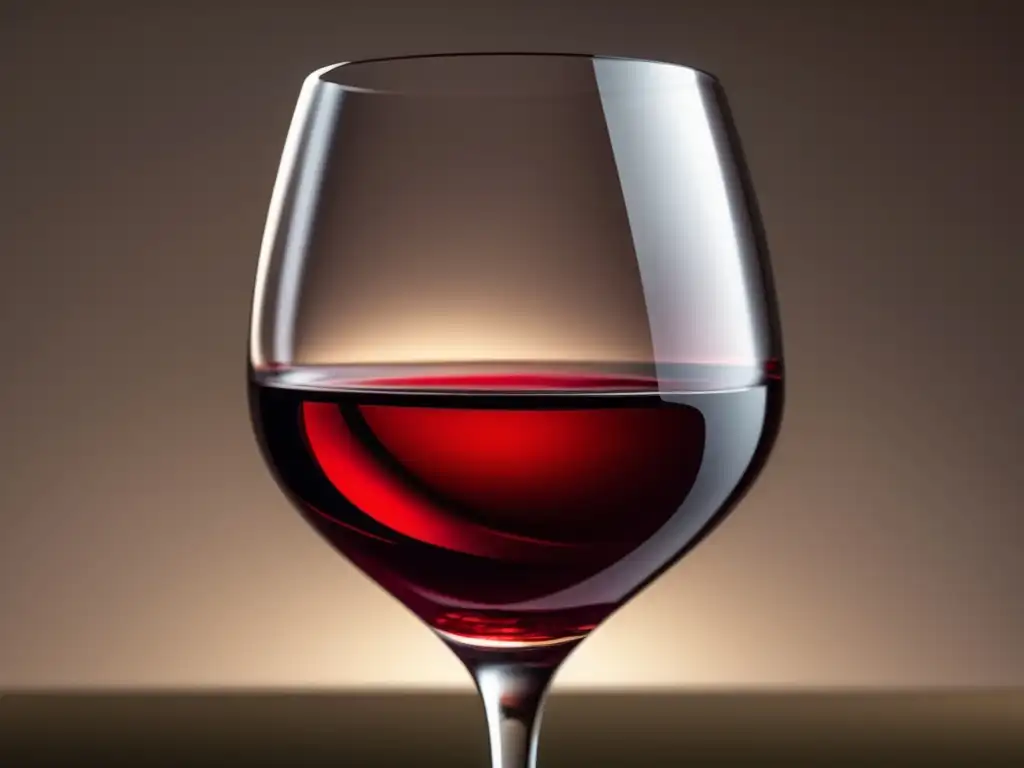 Imagen de vidrio de vino minimalista en 8k, resaltando la evolución del vino desde el antiguo Egipto