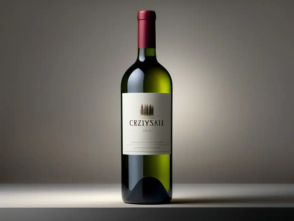 Imagen: Botella de vino minimalista en fondo blanco