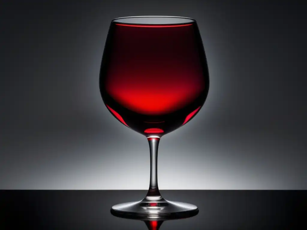 Imagen: copa de vino minimalista con líquido rojo profundo, evoca sofisticación y elegancia - Beneficios de consumir vinos sin alcohol