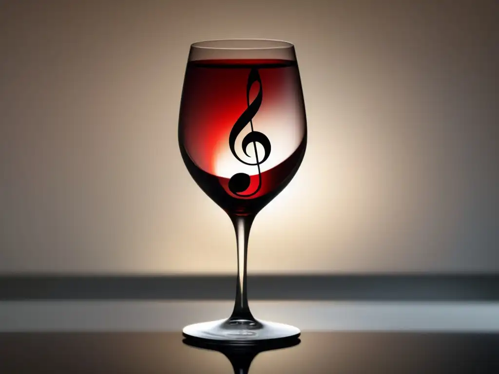 Imagen: Copa de vino y nota musical entrelazadas en un diseño minimalista