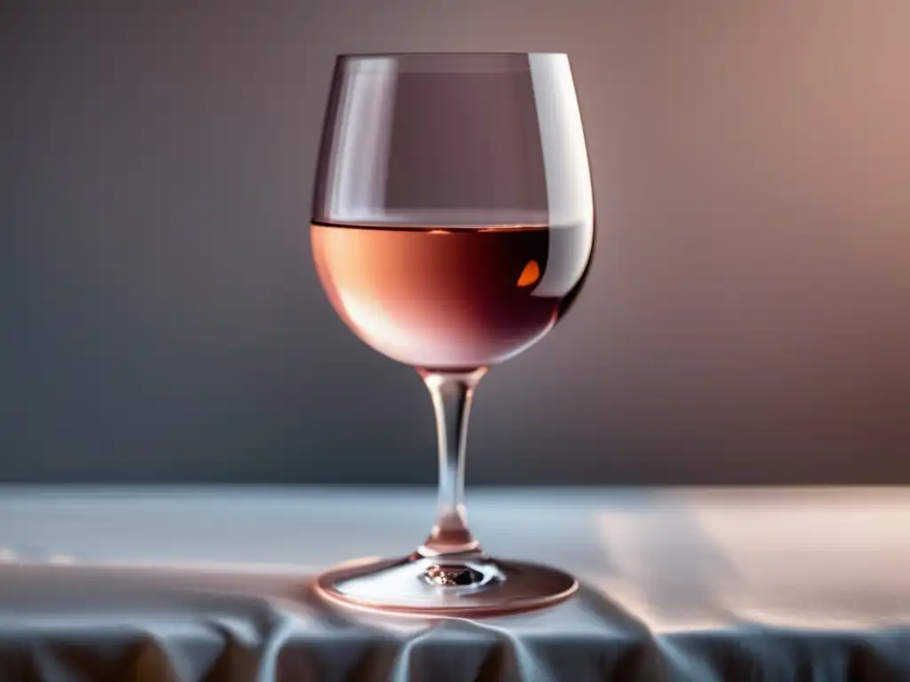 Vino rosé en copa minimalista Imagen de copa de vino rosado en mesa blanca - Maridaje de vinos para principiantes